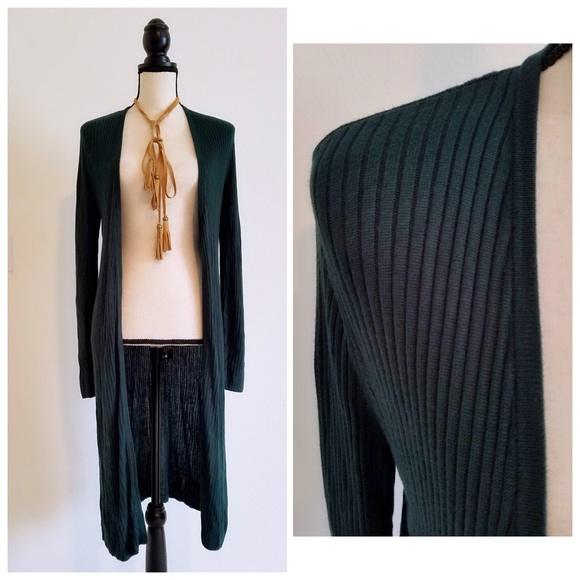 Forest Rib-Knit Open Duster Cardigan INC - Picture 4 of 7